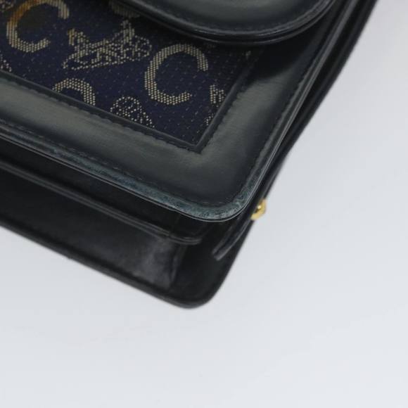 CELINE C Macadam Canvas Horse Carriage Shoulder Bag Navy Auth ar10605B - Picture 15 of 16